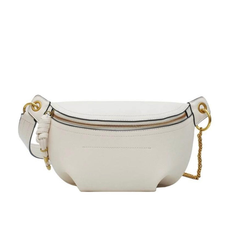 White Vegan Leather Crossbody Fanny Pack Belt Bag