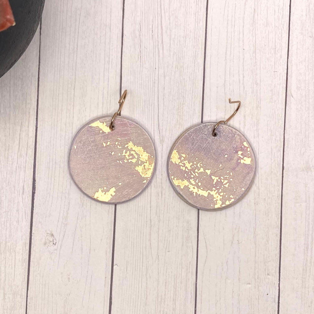 Dusty Purple and Rose Gold Wood Earrings