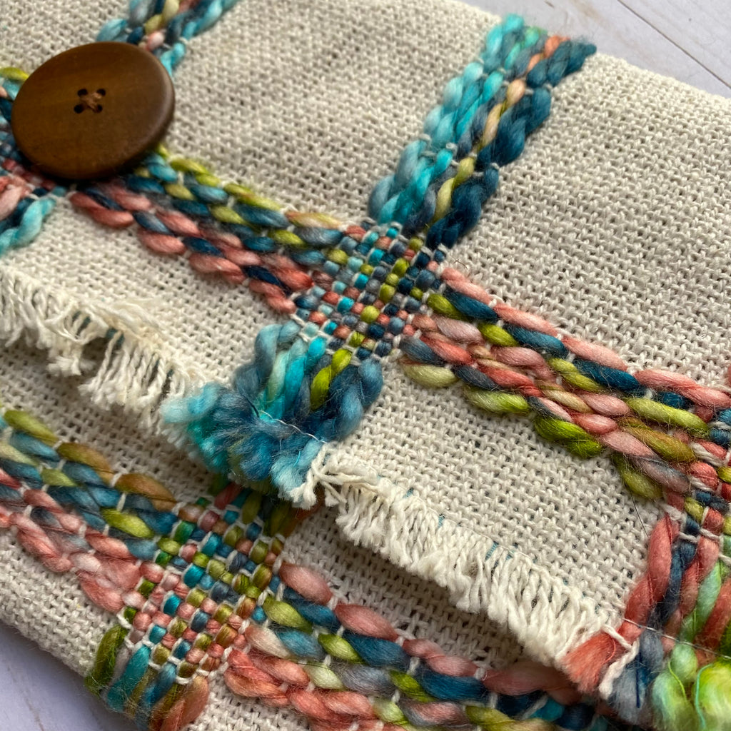 Multicolor Handmade Woven Rag Purse with Tassel