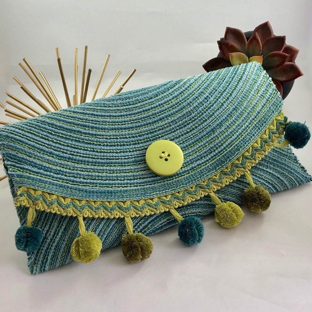 Blue and Green Woven Clutch - the-a-to-z-boutique