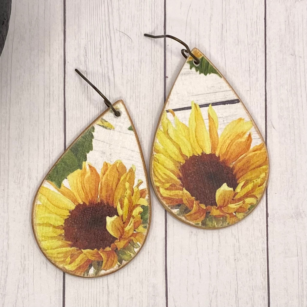 Sunflower Wood Earrings