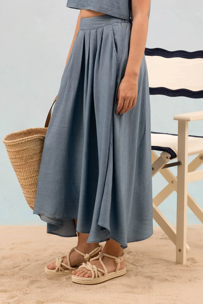 Chambray Midi Skirt