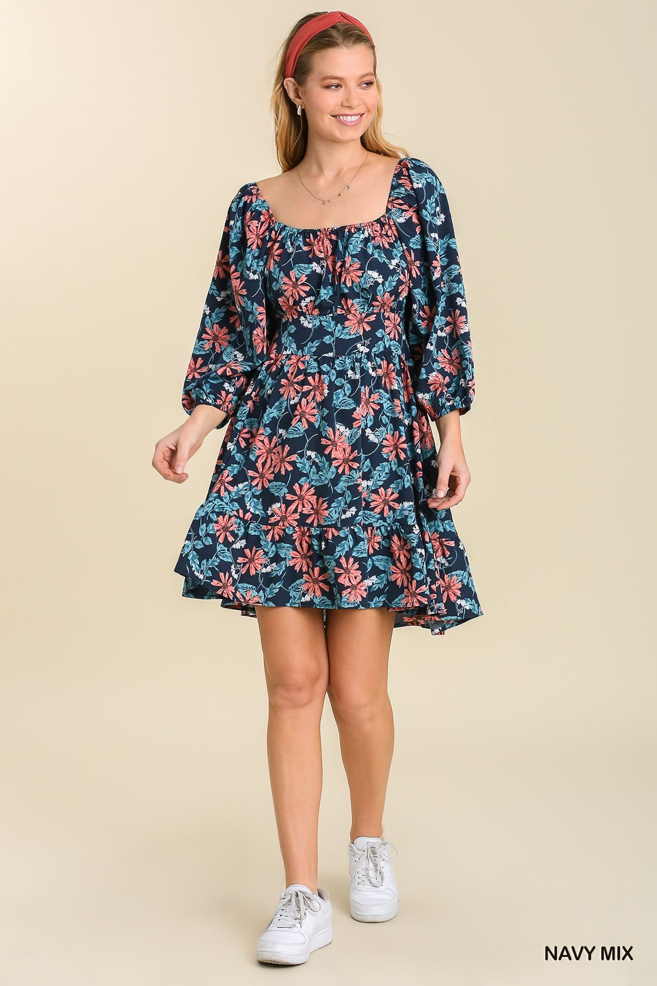 navy blue and peach dress Butterfly Embellished Designer Navy & Peach Formal Dress