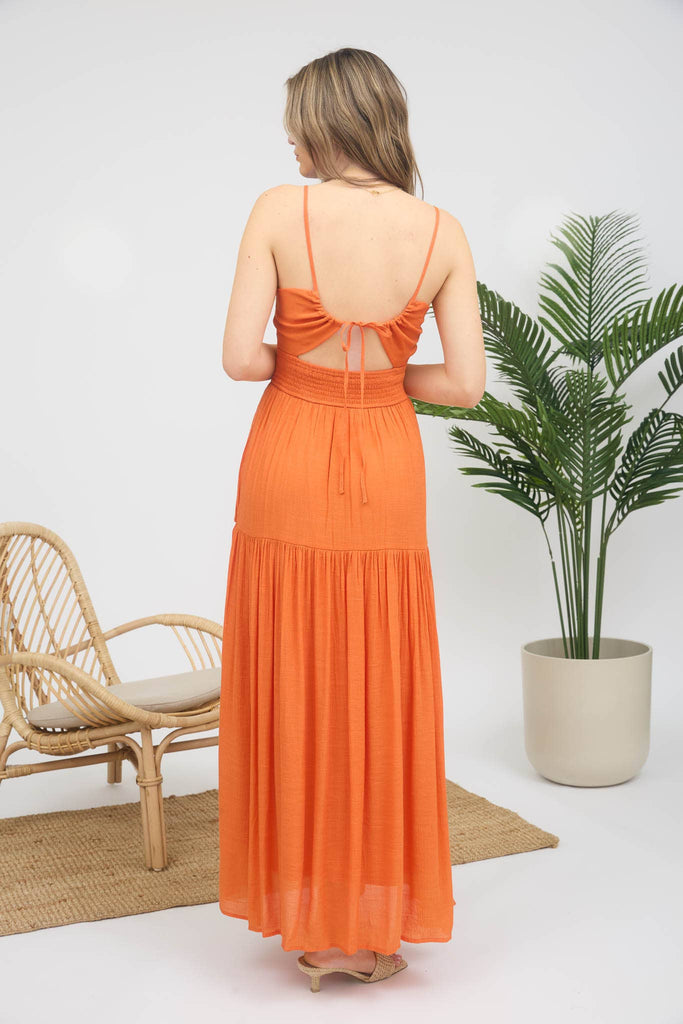 Orange Cutout Maxi Dress