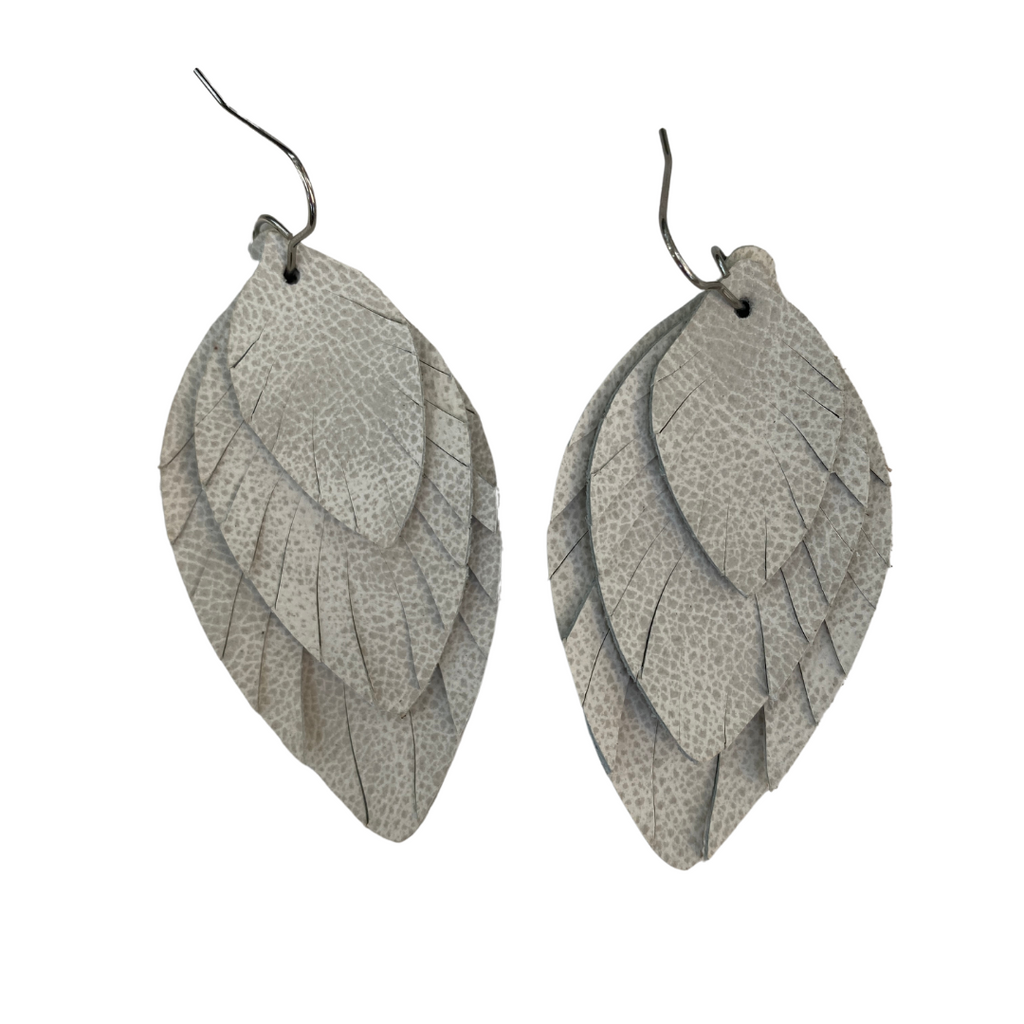 Ivory Small Fat Feather Earrings