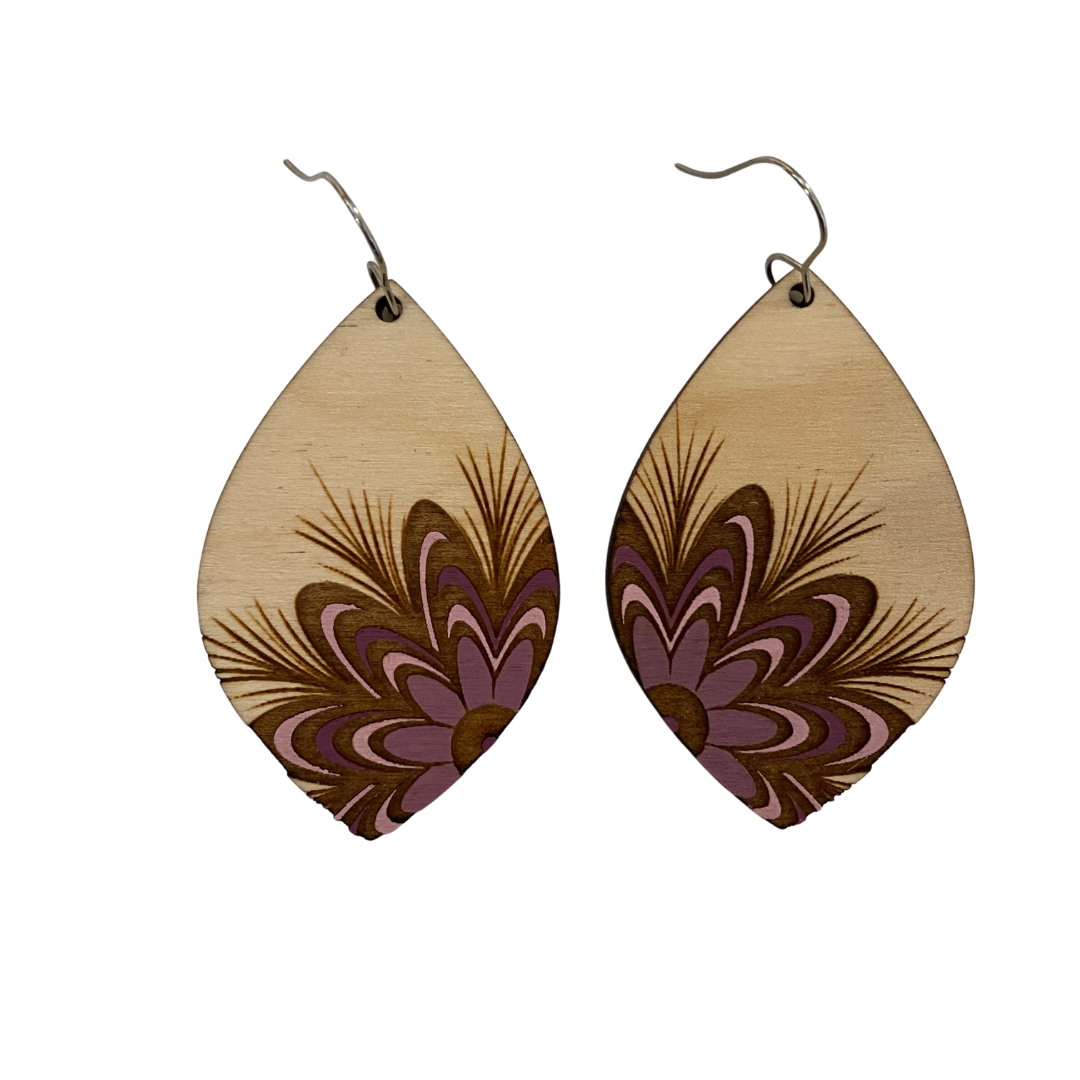 Hand painted sales leather earrings