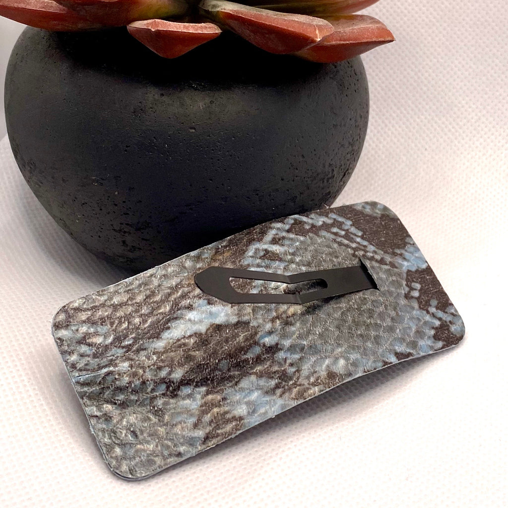 Blue and Gray Snake Skin Hair Clip