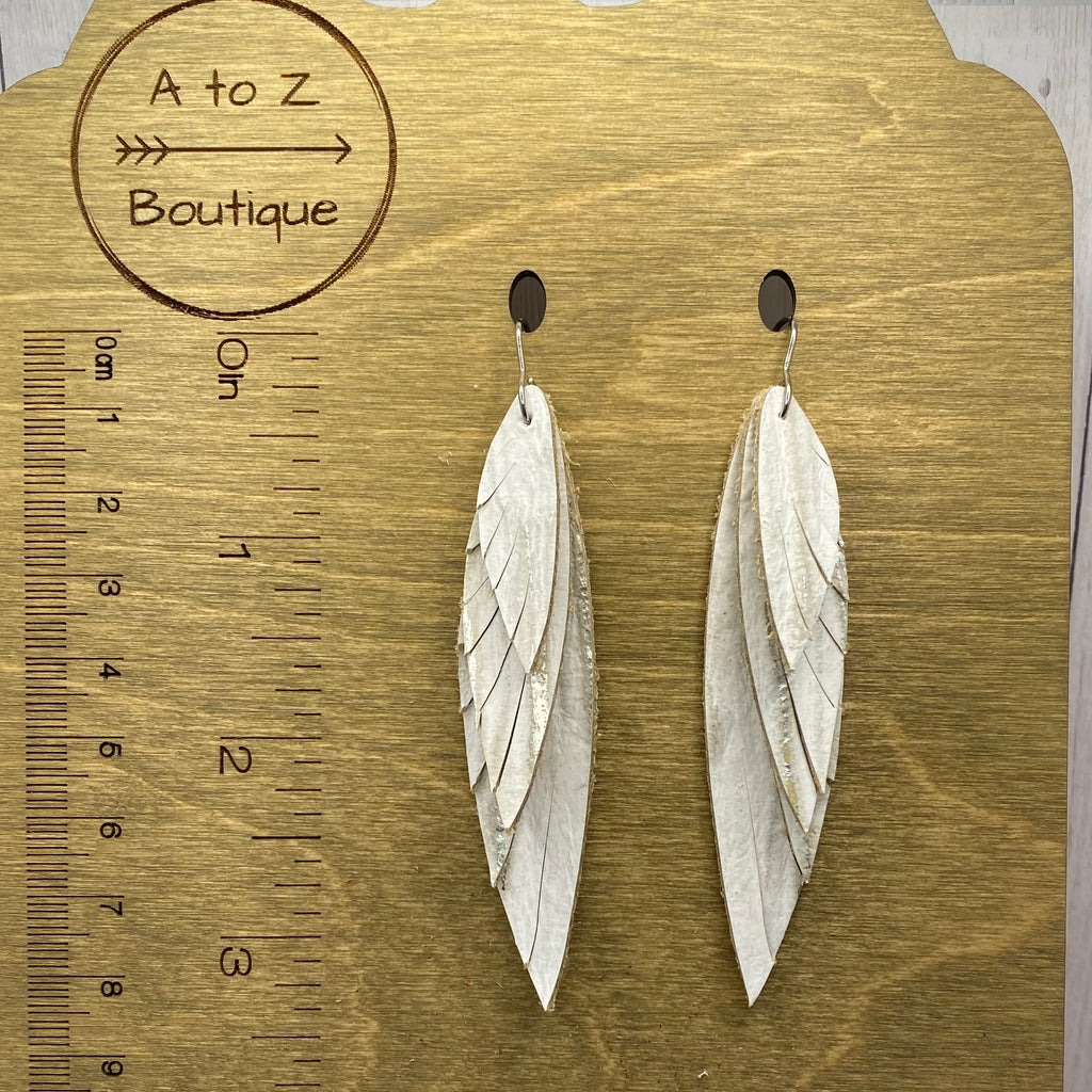 White and Silver Wing Earrings
