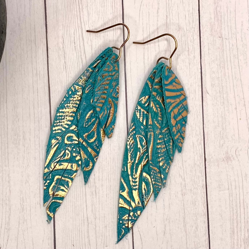 Turquoise and Rose Gold Wing Earrings