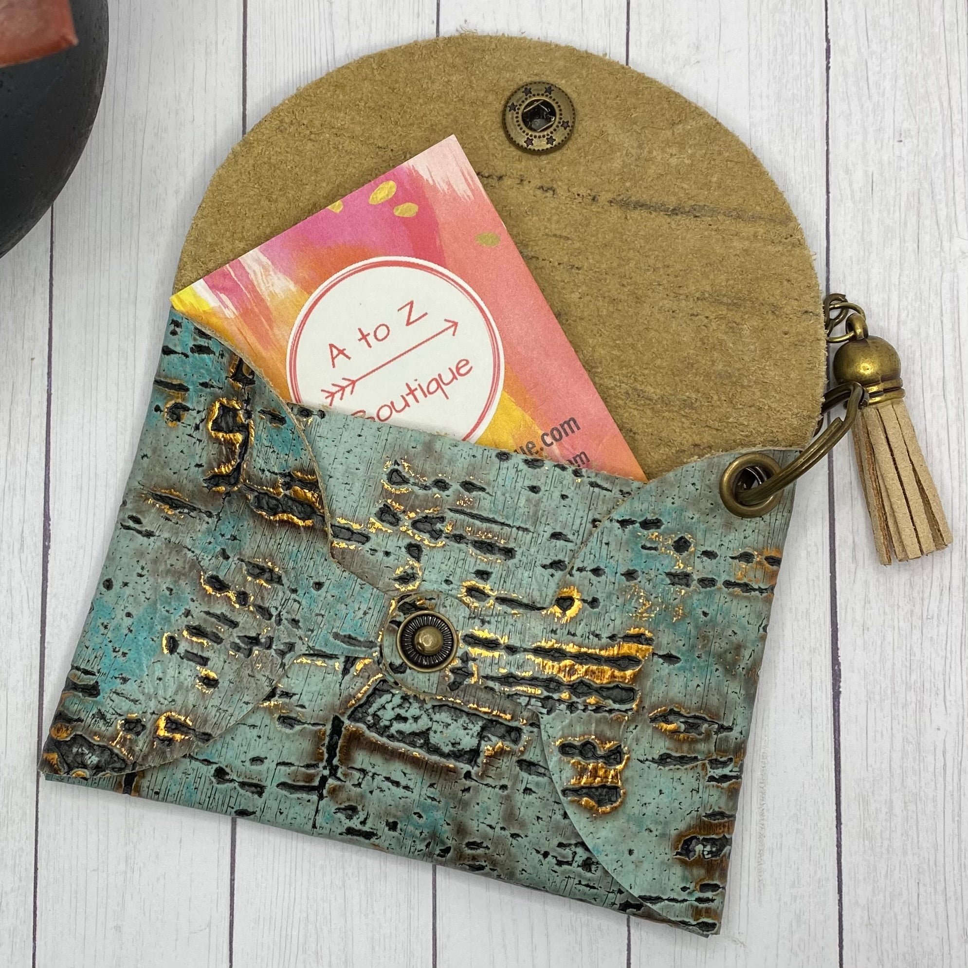 Genuine Leather Teal Birchwood ID Wallet Mask Holder – The A to Z Boutique