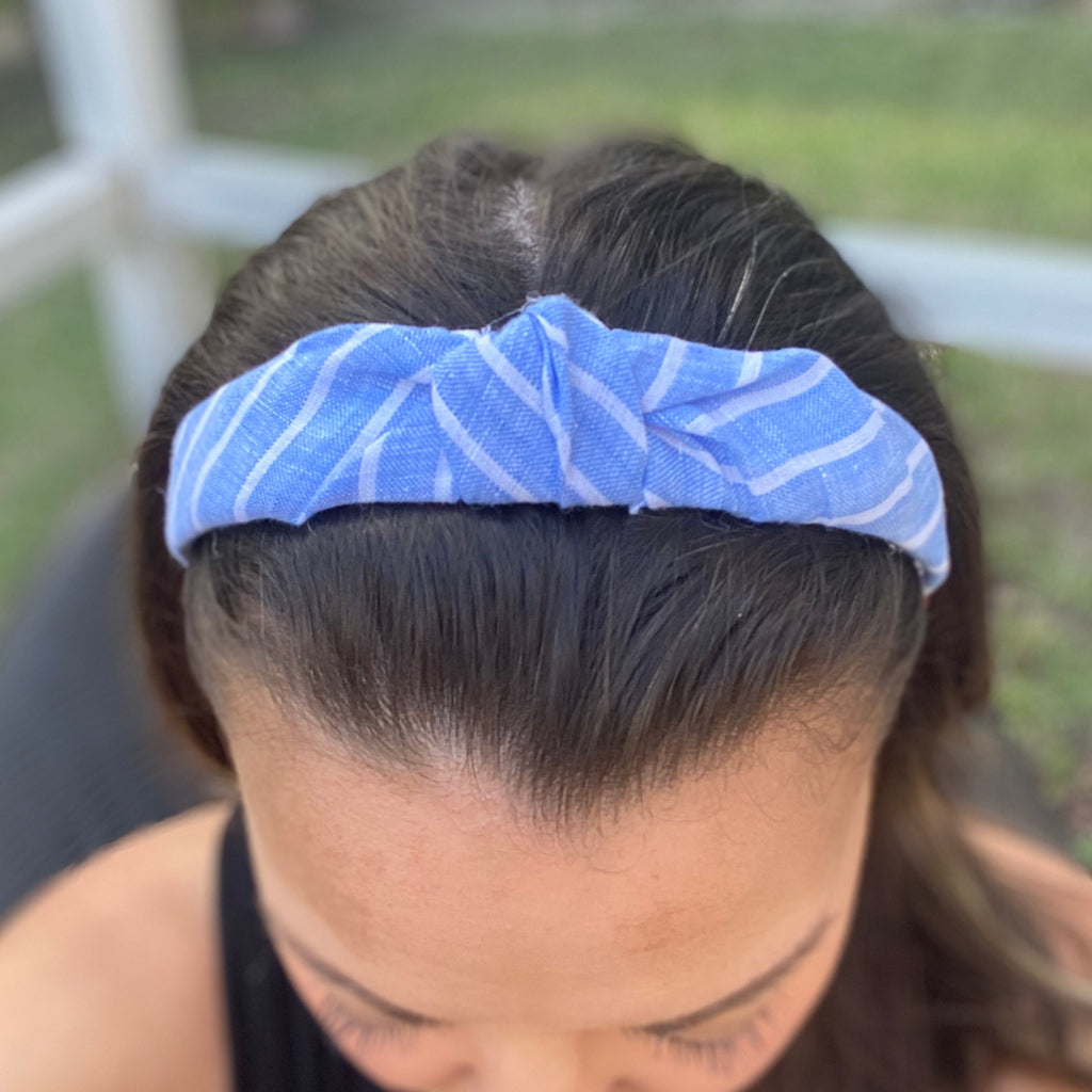 Blue Linen Upcycled headband