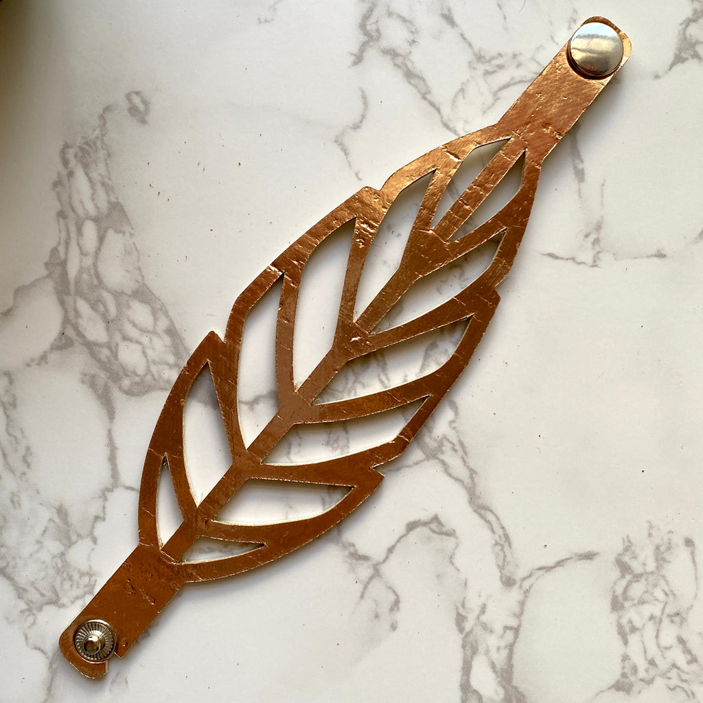 Rose Gold Leaf Cutout Cork Cuff