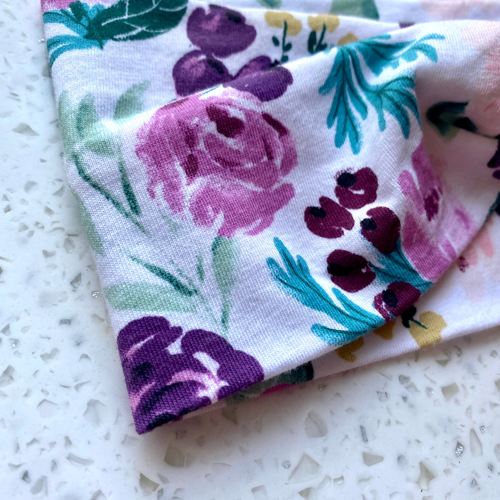 Purple Floral Knotted Head Wrap