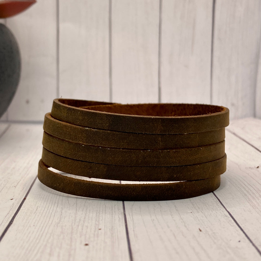 Brown Genuine Leather Small Sliced Cuff Bracelet