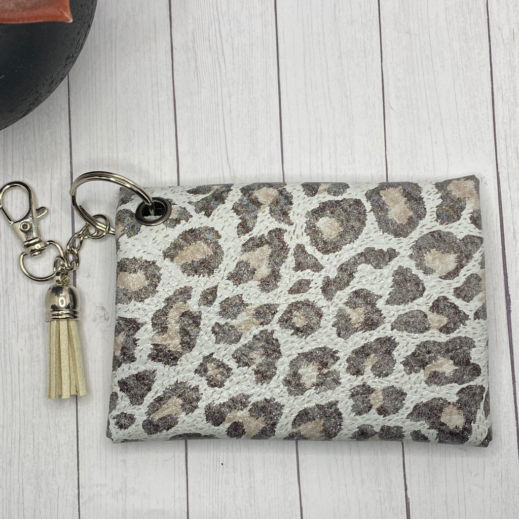 Genuine Leather White Muted Animal Print ID Wallet Mask Holder