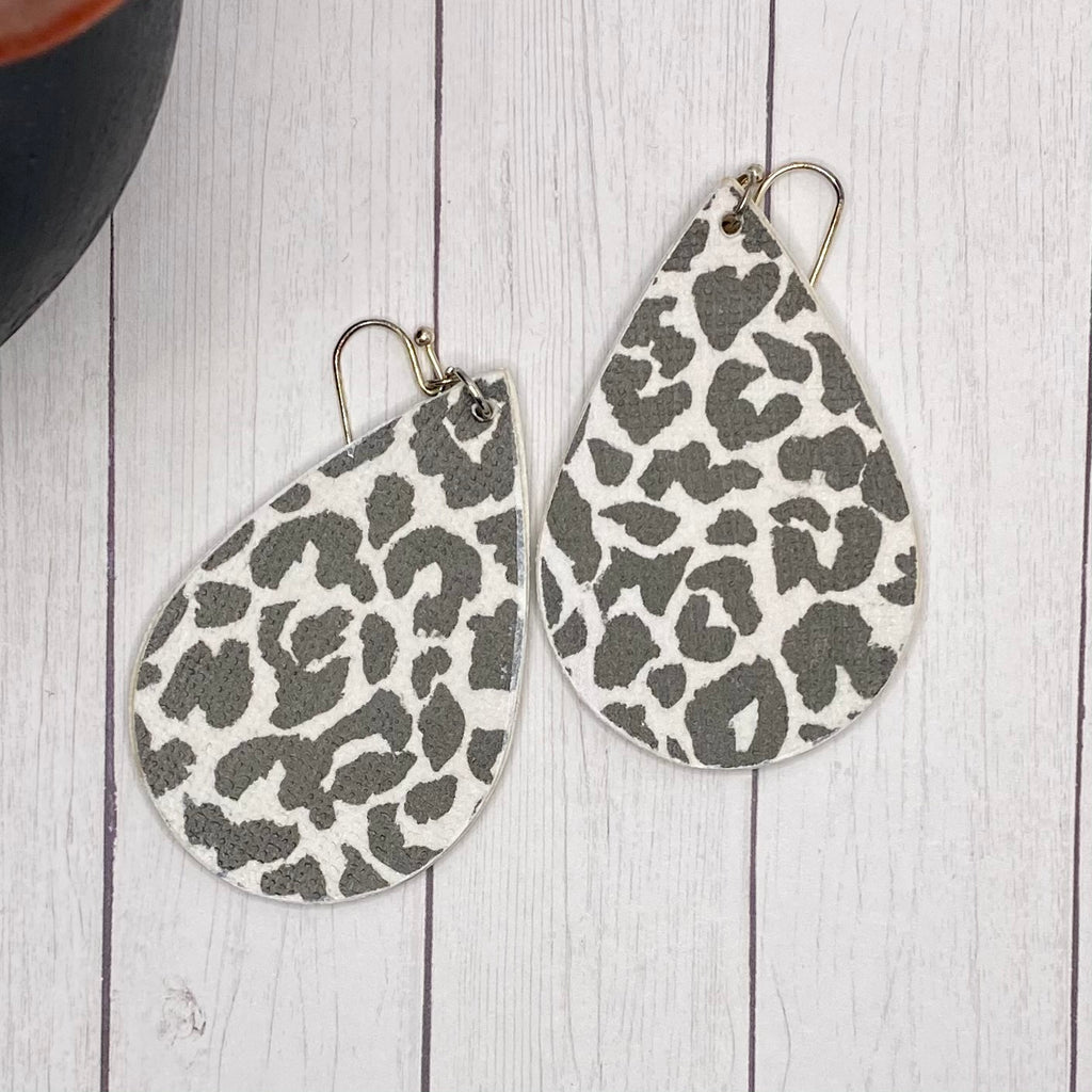 Black and White Leopard Wood Earrings