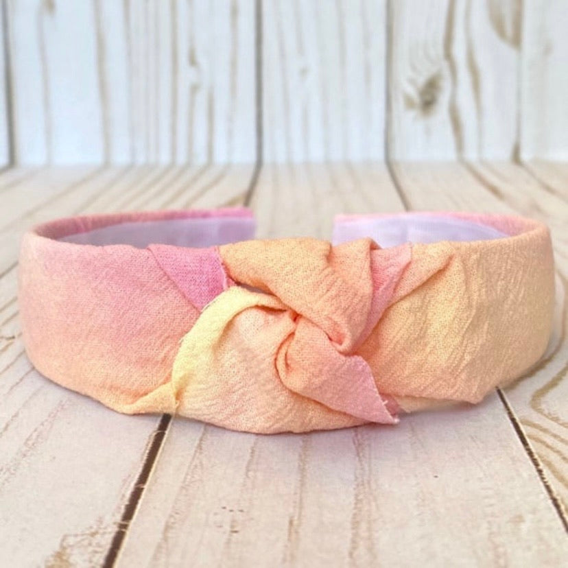 Pink and Yellow Tie Dye Headband