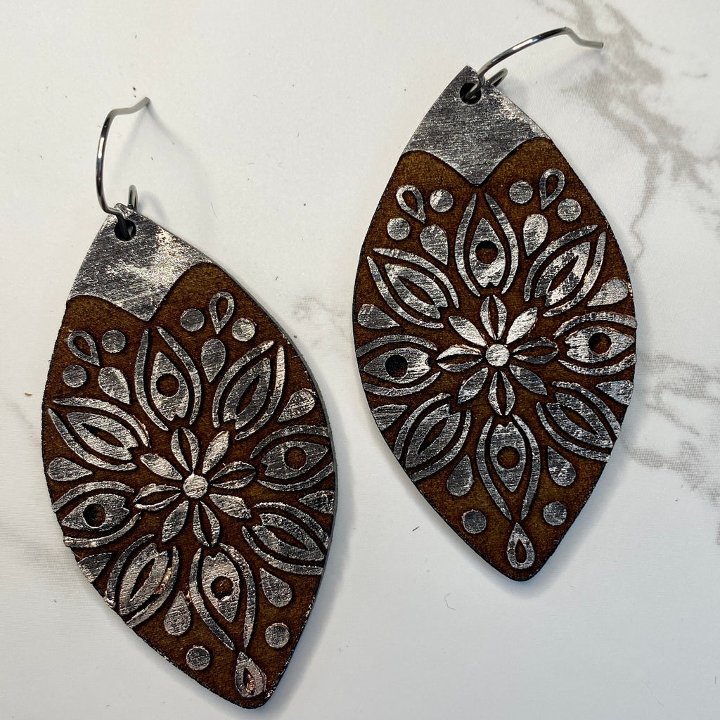 Metallic Mandala Hand Painted Earrings