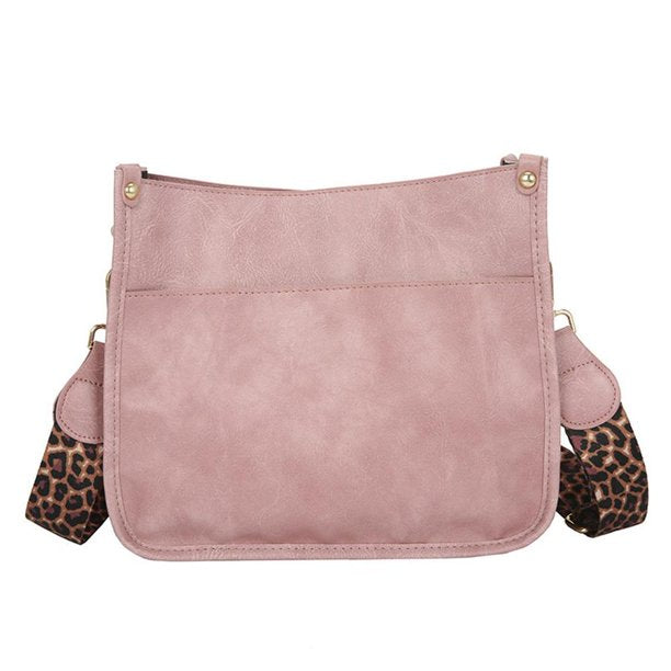 Pink Crossbody Purse with Leopard Guitar Strap
