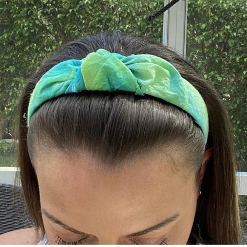 Green tie dye headbands