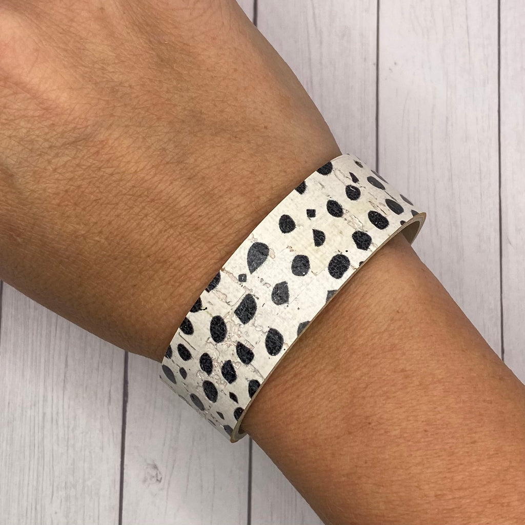 Leather and Cork Black and White Bracelet