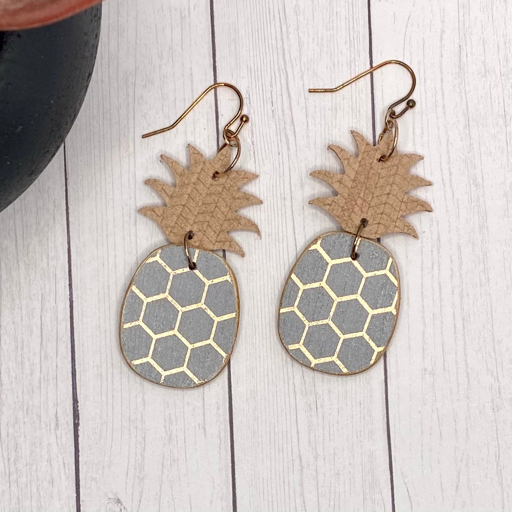 Rose Gold and Dusty Purple Pineapple Earrings