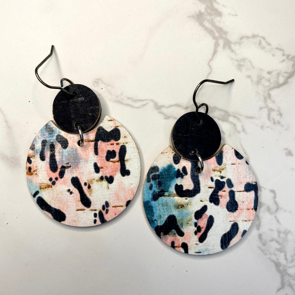 Pink Animal Print Leather Earrings